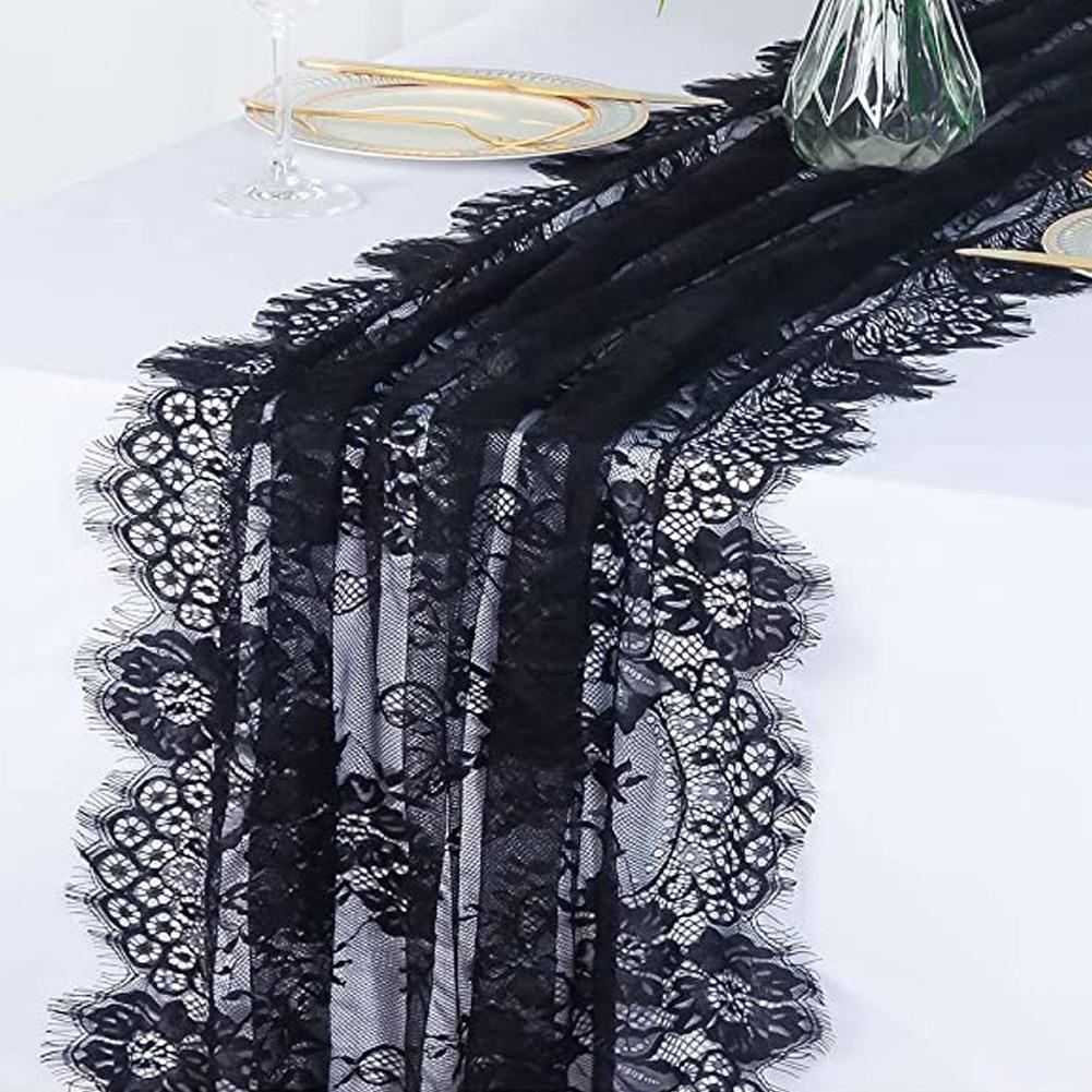 1Pcs 0.35x3M White Lace Table Runners for Home Decor Wedding Decoration Bridal Shower Baby Shower Party Supplies Table Ornament