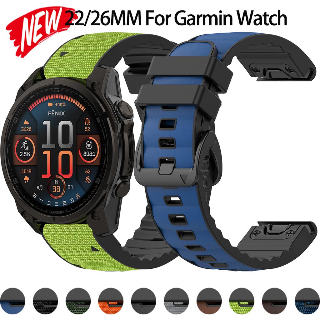 Silikon+Nylon Armband für Garmin Uhr Fenix 8 51/47mm 7/6 7x 6x Band für Forerunner 955 965 für Quatix Smartwatch Sportarmband