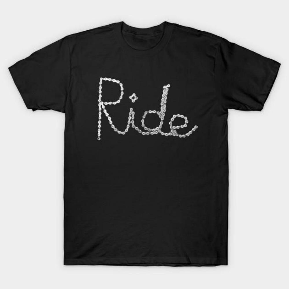Men Black Print T-shirt Bike Chain - Ride No-Cut Transfer Paper Print Cotton Tshirt S чёрный