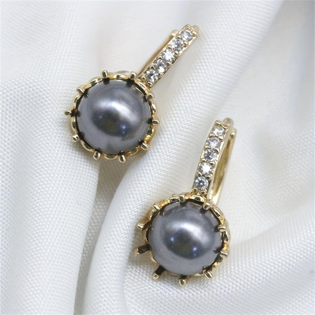 Elegant All-Season Artificial Pearl Dangle Earrings Inlaid Rhinestones Timeless Luxury Design for Daily and Special Occasions