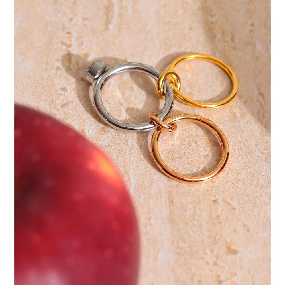 Eetit Delicate Stainless Steel 3 Colors 3 Finger Links Stacked Ring Delicate Popular Attractive Jewelry Accessories