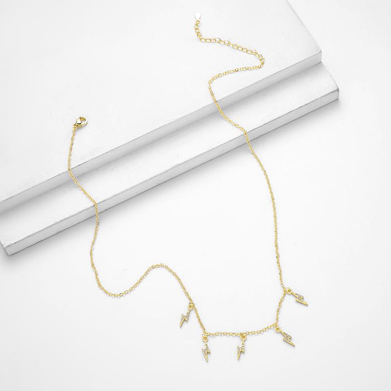 ANENJERY Kubische Zirkon Geometrische Welle Anhänger Quaste Halskette Weibliche 18K Gold Silber Überzogene Kupfer Halsband Schlüsselbein Kette