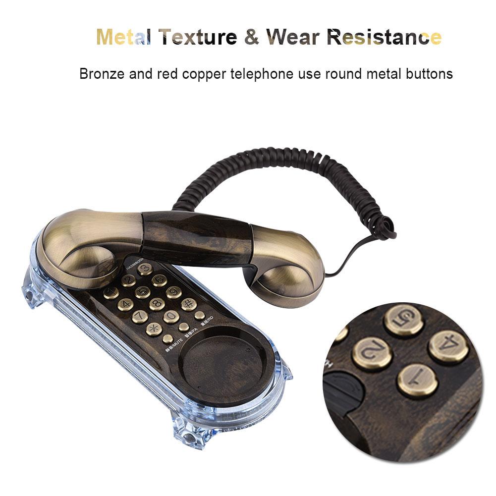 Antique Retro Wall Mounted Telephone Corded Phone Landline Fashion Telephone Bronze