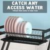 Over The Sink Dish Drying Shelf Rack with Drain Board 2-tier Carbon Steel Dish Drainer Multifunctional Kitchen Utensil Organizer All-in-one Counterto