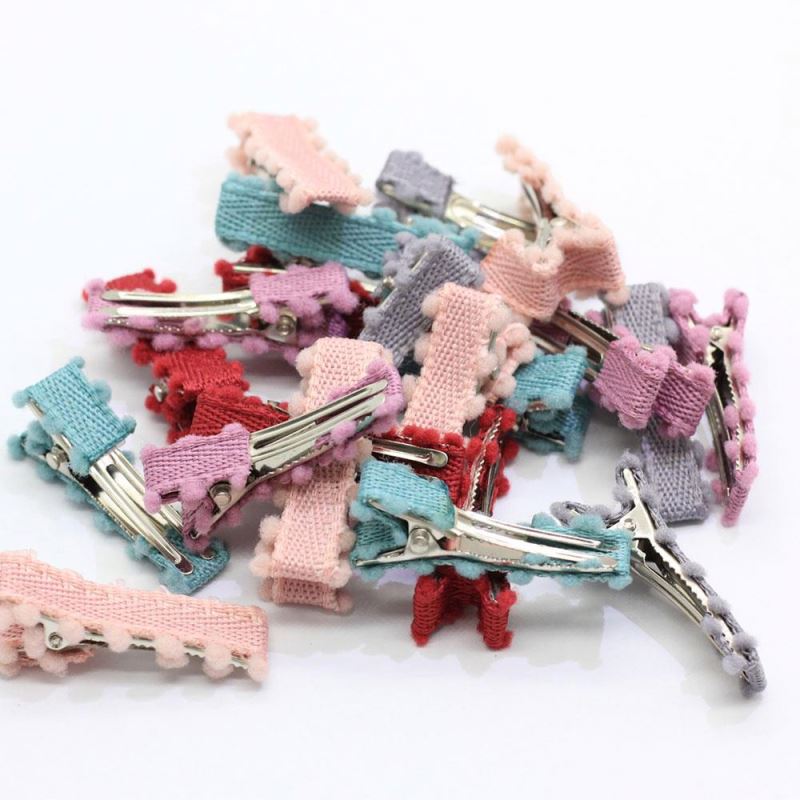 New Christmas Ribbon Lined Small Alligator Clips Decorative Hair Pins Barrettes for Toddlers Braid Accessories