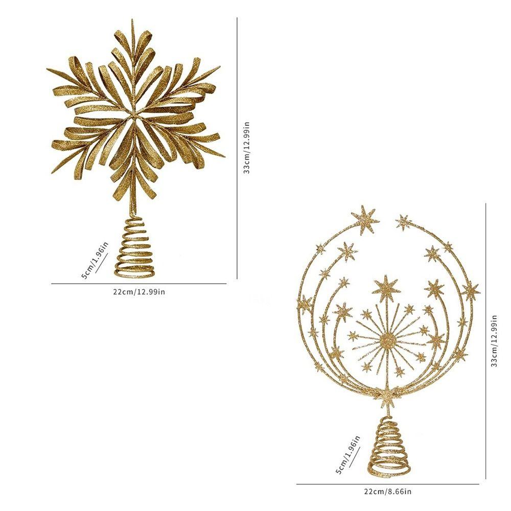 Star Christmas Tree Topper Hollow Xmas Decoration Glitter Christmas Tree Decoration Party Supplies Iron Snowflake Ornaments