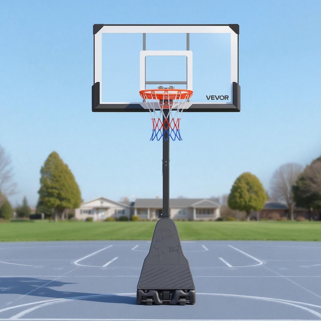 Tragbarer Basketballständer, Höhenverstellung von 2,3 bis 3,05 m Basketballkorb & Korb, Basketballkorb Outdoor mit 1371,6 mm PC-Rückwand für Kinder, Erwachsene