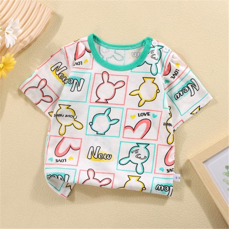 Boys' Summer Short Sleeve T-Shirt Casual Play Top Cute Dinosaur Pattern Print Kids Clothing