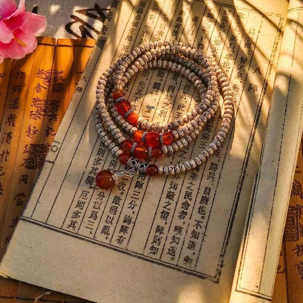 Violet Abacus Beads Bodhi Root 108 Beads Unisex Bracelet/Necklace (8x11mm) - Douyin Live Hot Sale Temple Edition