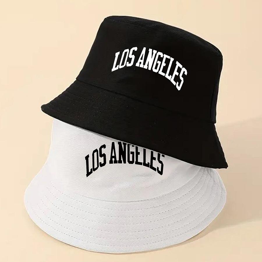 LOS ANGELES Fischerhüte mit Buchstabenaufdruck für Damen und Herren, bequeme und strapazierfähige Baumwollmützen in Schwarz/Weiß/Beige