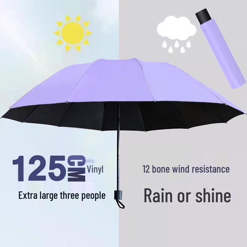 12-Rib Windproof UV Protection Folding Umbrella