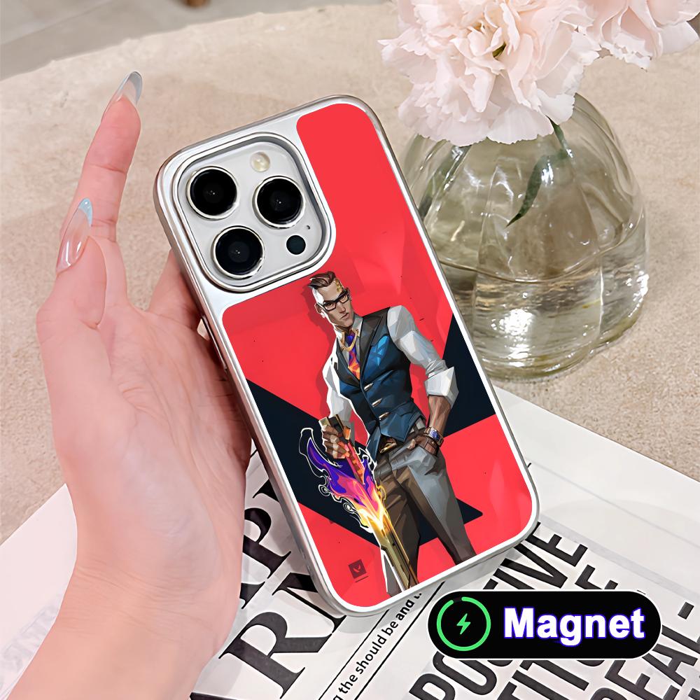 Valo Chamber Phone Case for iPhone 17 16 15 14 13 12 11 Air Pro Max Plus Electroplated Silver Magsafe Cover