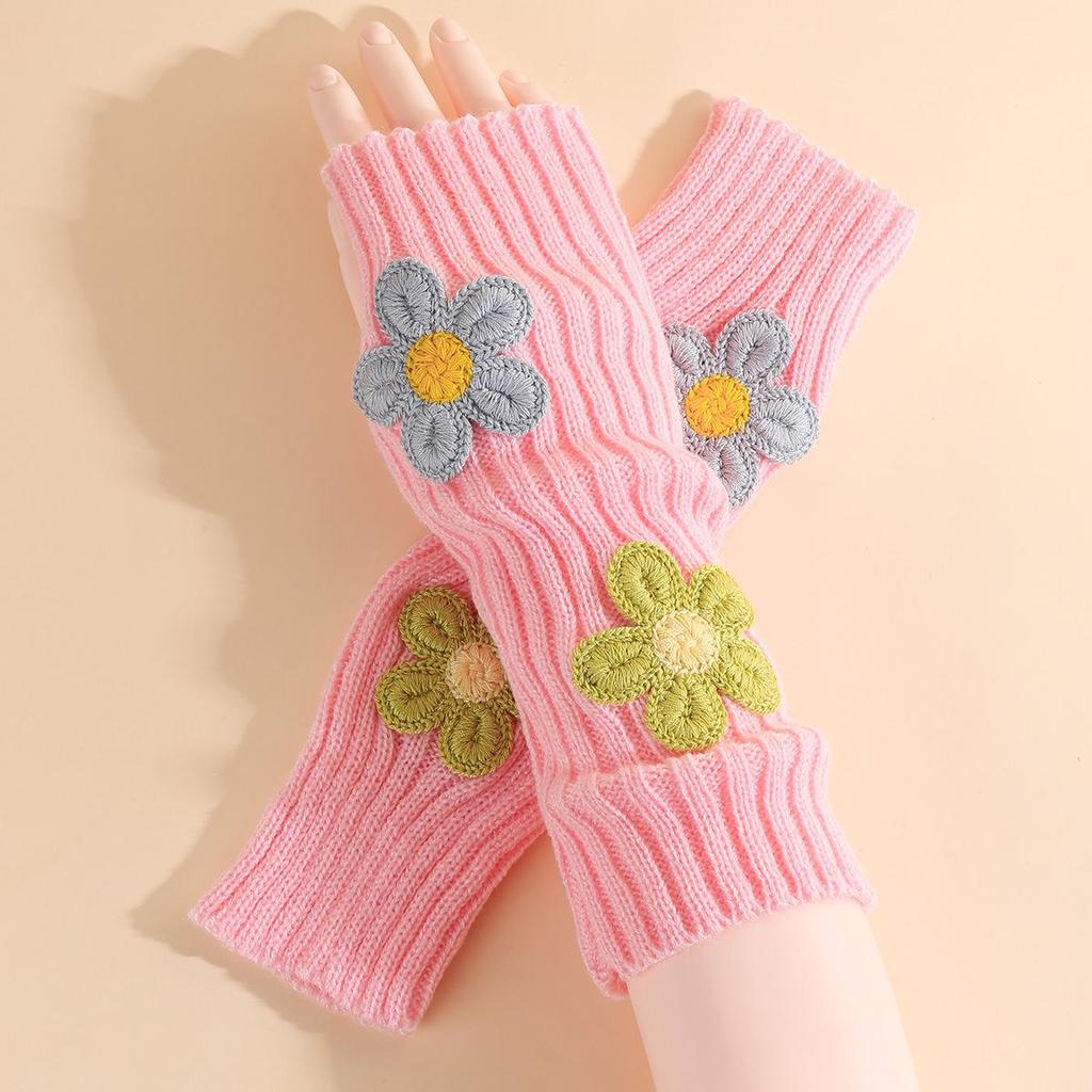 Damen Strickwolle Fingerlose Handschuhe - College Style Y2K Armstulpen für Herbst und Winter