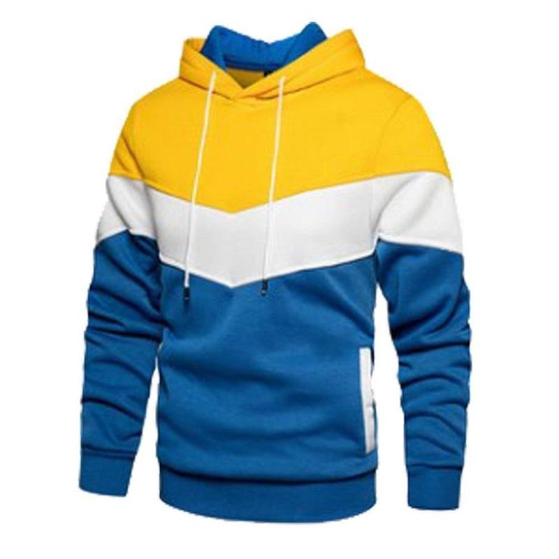 

Men s Contrasting Color Spliced Hooded Sweatshirt Casual Loose Fitting Pullover Hoodie XXXL жовтий