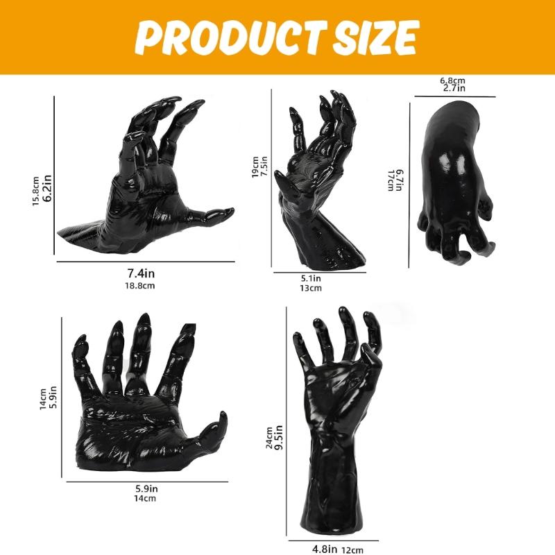 Set of 3 Horror Skeleton Hand Shaped Holders Indoor and Outdoor Wall Decoration Festival Home Embellishments