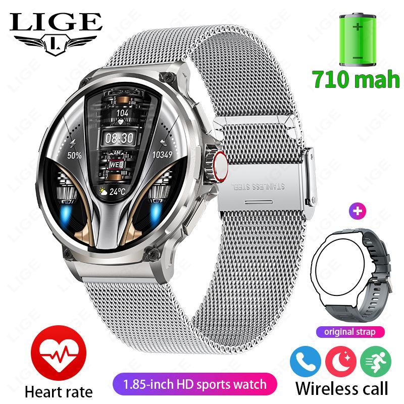 LIGE V69 Smartwatch 1,85" Stor Skærm Puls Blodilt Multi-Sport Vandtæt Udendørs Ur Sort