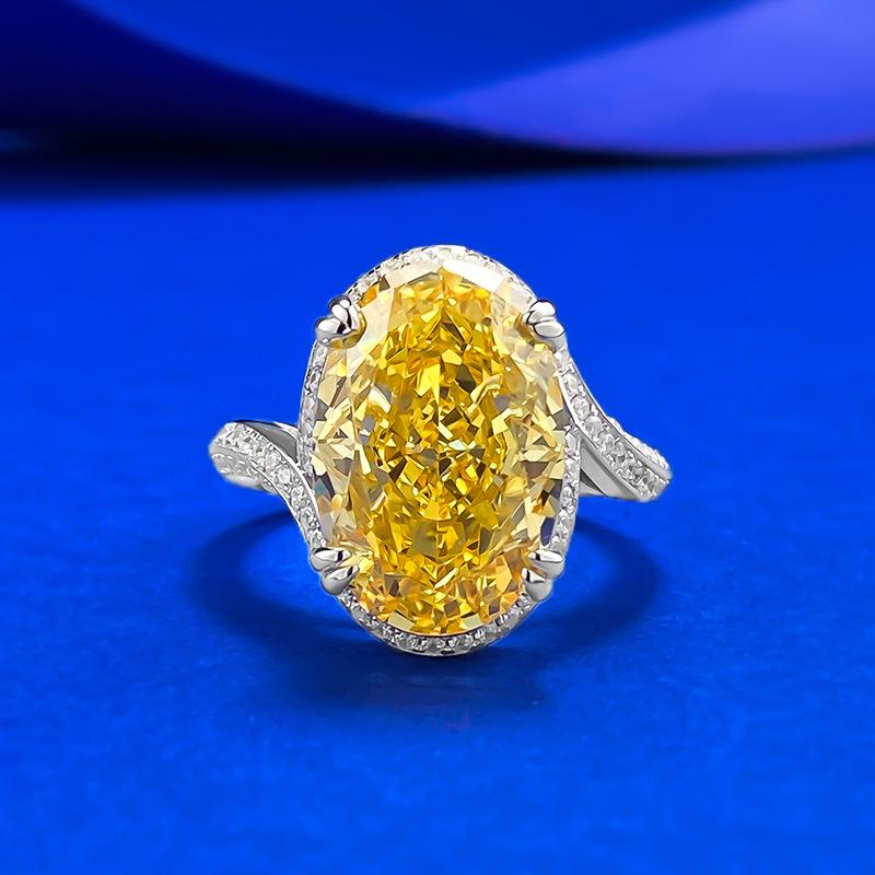 

Xian Can Jewelry Кольцо из серебра S925 с овальным желтым бриллиантом Ледяной цветок - Модно и элегантно Size 6