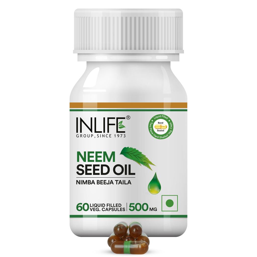 INLIFE Neem Peppermint Oil Enteric Coated Supplement, 60 Veg Capsules