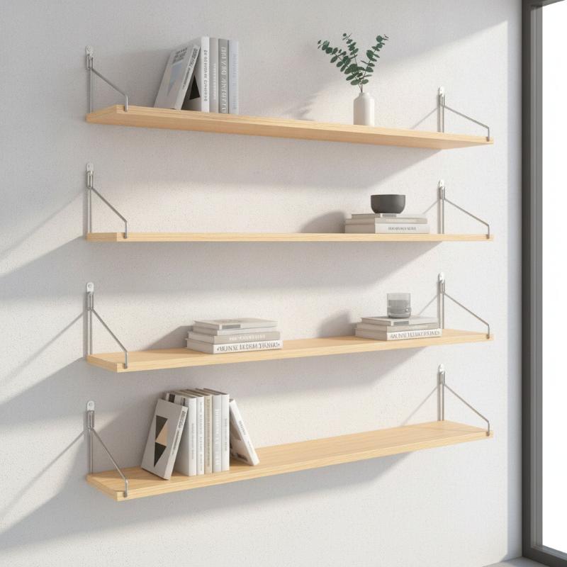 Wooden Material Wall Shelf No-Punch Design Hanging Organizers Wall Display Wall Mounted Storage Shelf Home Storage
