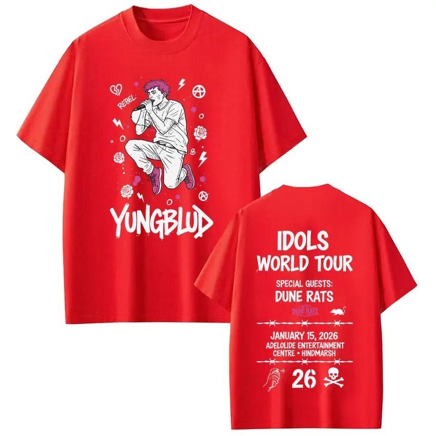 Unisex Women Gothic Punk Tshirts Singer Yungblud IDOLS Tour 2026 Graphics Tshirt Shortsleeved Loose Hiphop Cotton Tshirts Tops
