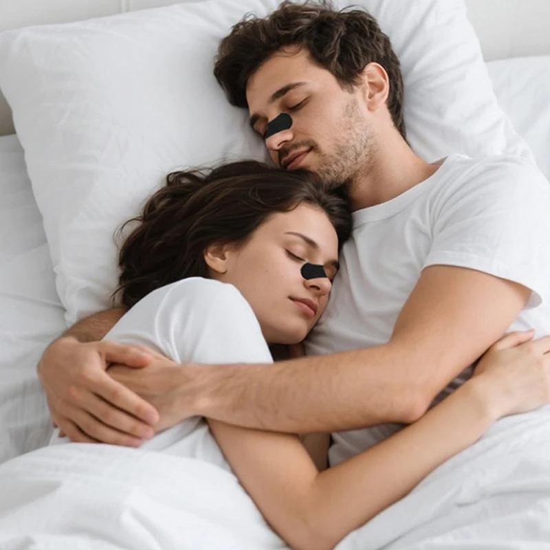 30pcs Better Breathing Nose Breathing Strips For Better Sleep Anti Snoring Breathe Well Nasal Strips Black Oval Nose Patches