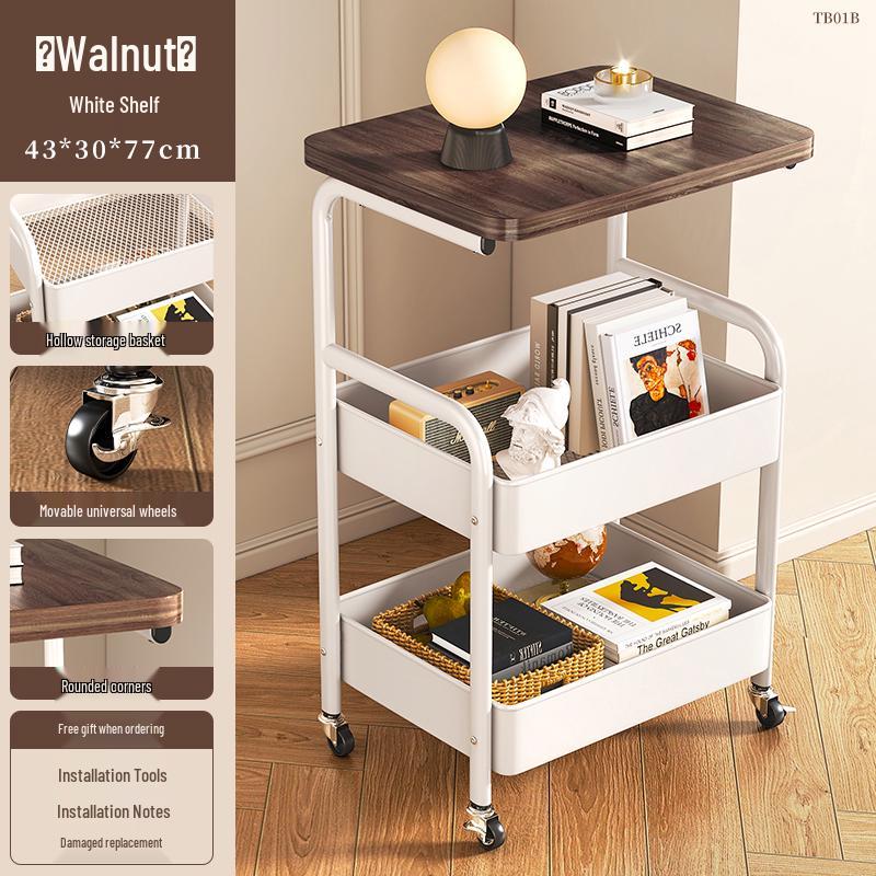 Beweglicher mehrstöckiger Snack- und Kaffeetisch: Faltbares Regal für Wohnzimmer & Schlafzimmer
