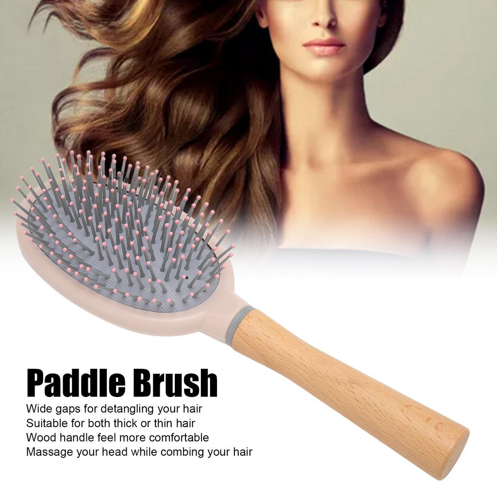 Wooden Paddle Brush Detangling Massage Scalp Brush for Thick Curly Thin Long Short Wet Dry Hair