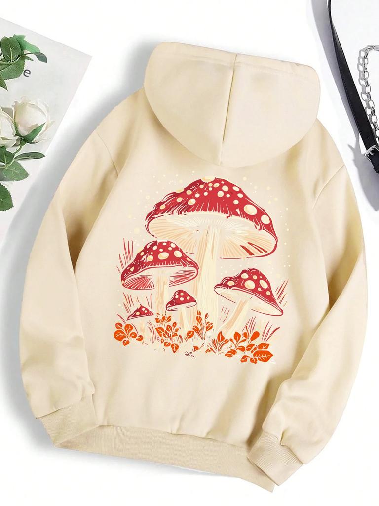 Red Mushroom Personality Graphic Hoody For Women Harajuku Casual Sweatshirt Fashion Fleece Hooded Autumn Warm S-XXL Female Tops
