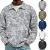 Men's Vintage Corduroy Printed Long Sleeve Collared Pullover with Pocket Casual Top