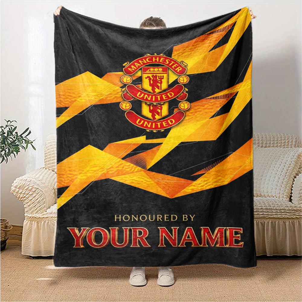Name Custom Manchester United Fc Print Flannel Blanket High Quality Warm Comfortable Cover for All Seasons Perfect for Gifts Home Decor