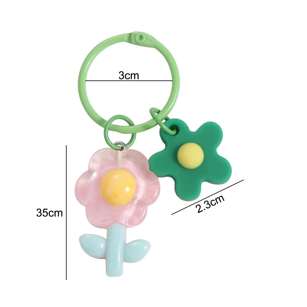 Ins Acrylic Flower Key Chain Diy Bag Pendant Accessories Portable Car Pendant Key Ring  Student
