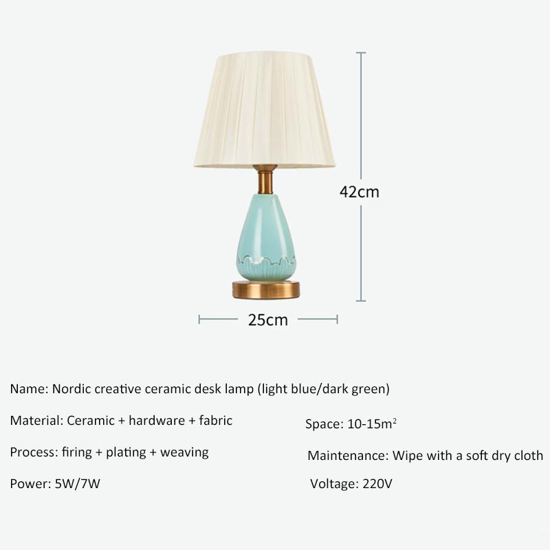 Bedroom Ceramic Table Lamp Bedside Table Room Living Room Decoration Study Retro Lighting Remote Control Desk Lamp E27 Bulb