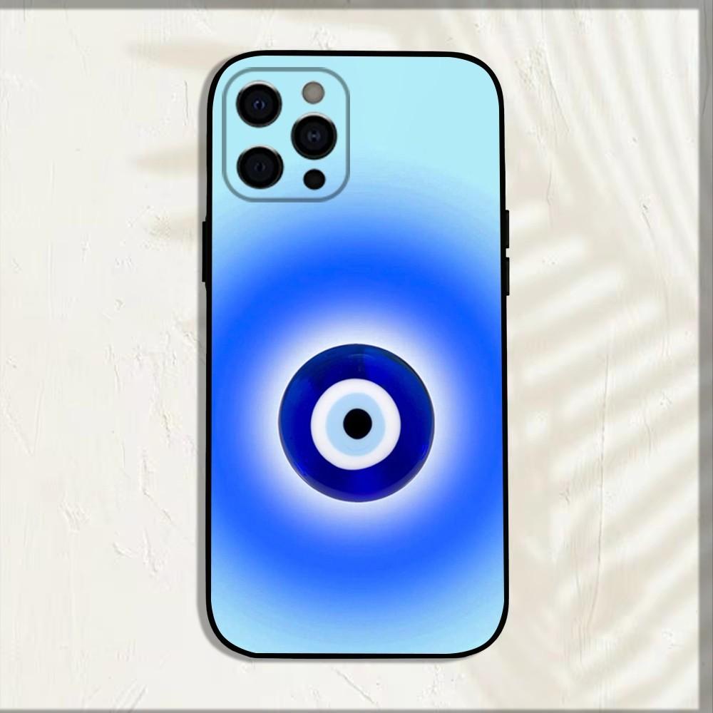 Turkish Lucky Blue Evil Eye Phone Case For iPhone 15,14,13,12,11,Pro,X,XS,Max,XR,Plus,Mini Soft Black Cover
