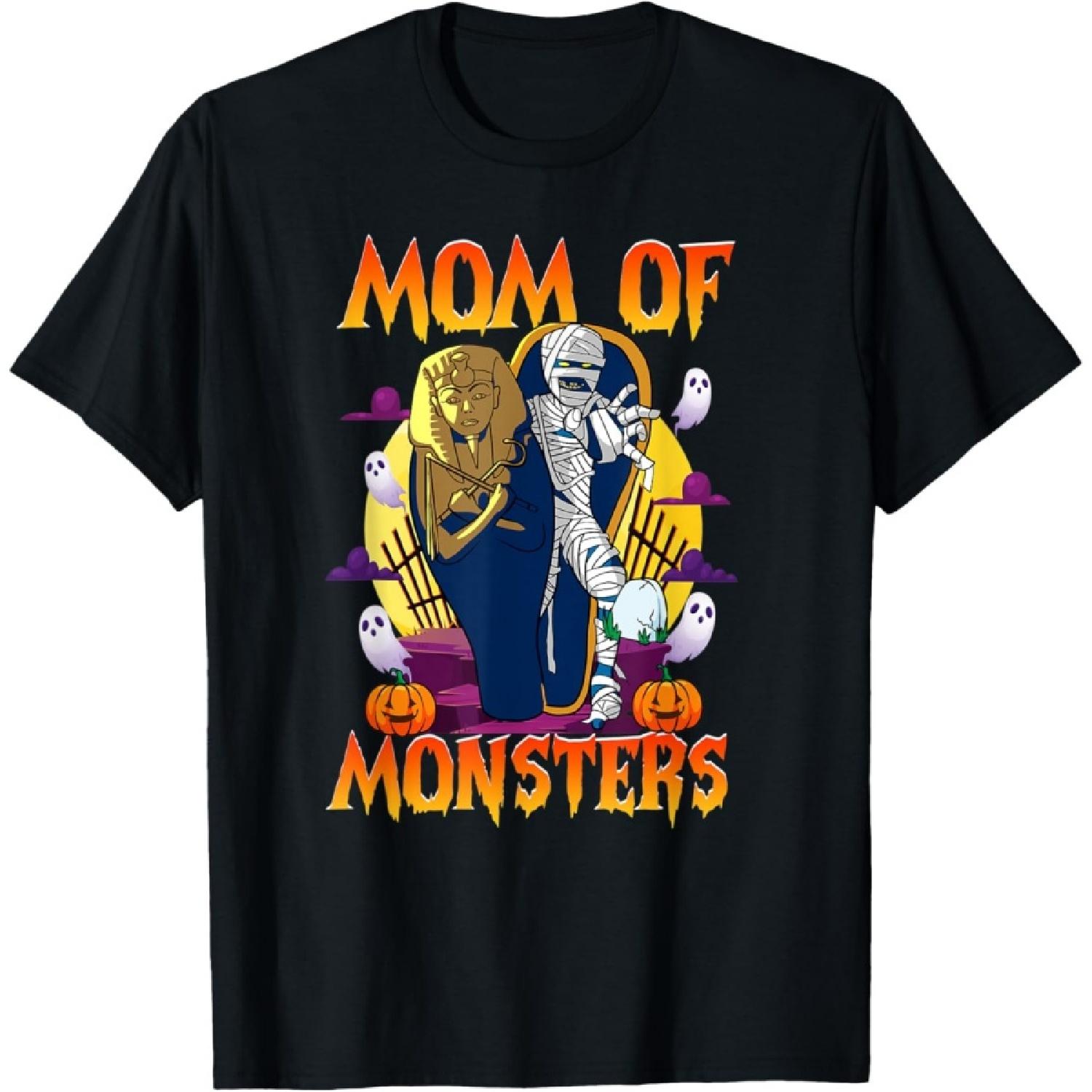 Halloween Mom of Monsters Egyptian Mummy Mama Mommy Spooky T-Shirt S