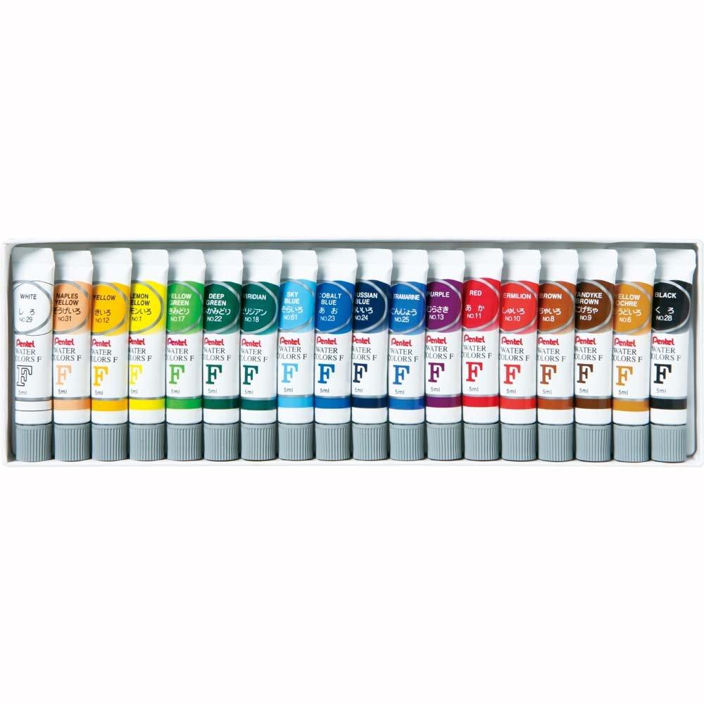 Pentel Watercolor Laminated 18 Paints, Tube, Colors, WFR-18