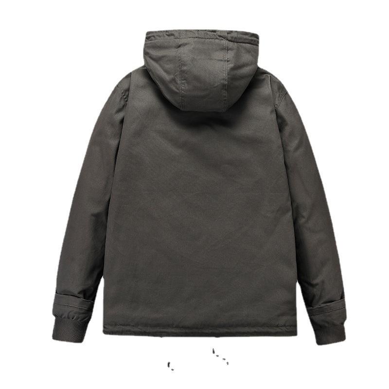 New Autumn and Winter Velvet Cotton-padded Warm Cotton-padded Clothes Men's Corduroy Hooded Loose Cotton-padded Jacket Fur Collar Casual Jacket