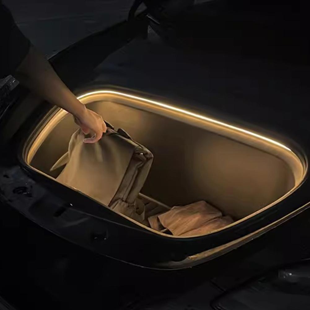 

3M 5M супер яркая светодиодная лента модифицированное освещение для Tesla Model 3 YSX автомобильный передний багажник светодиодная трубка водонепроницаемый силиконовый свет 3m теплый белый