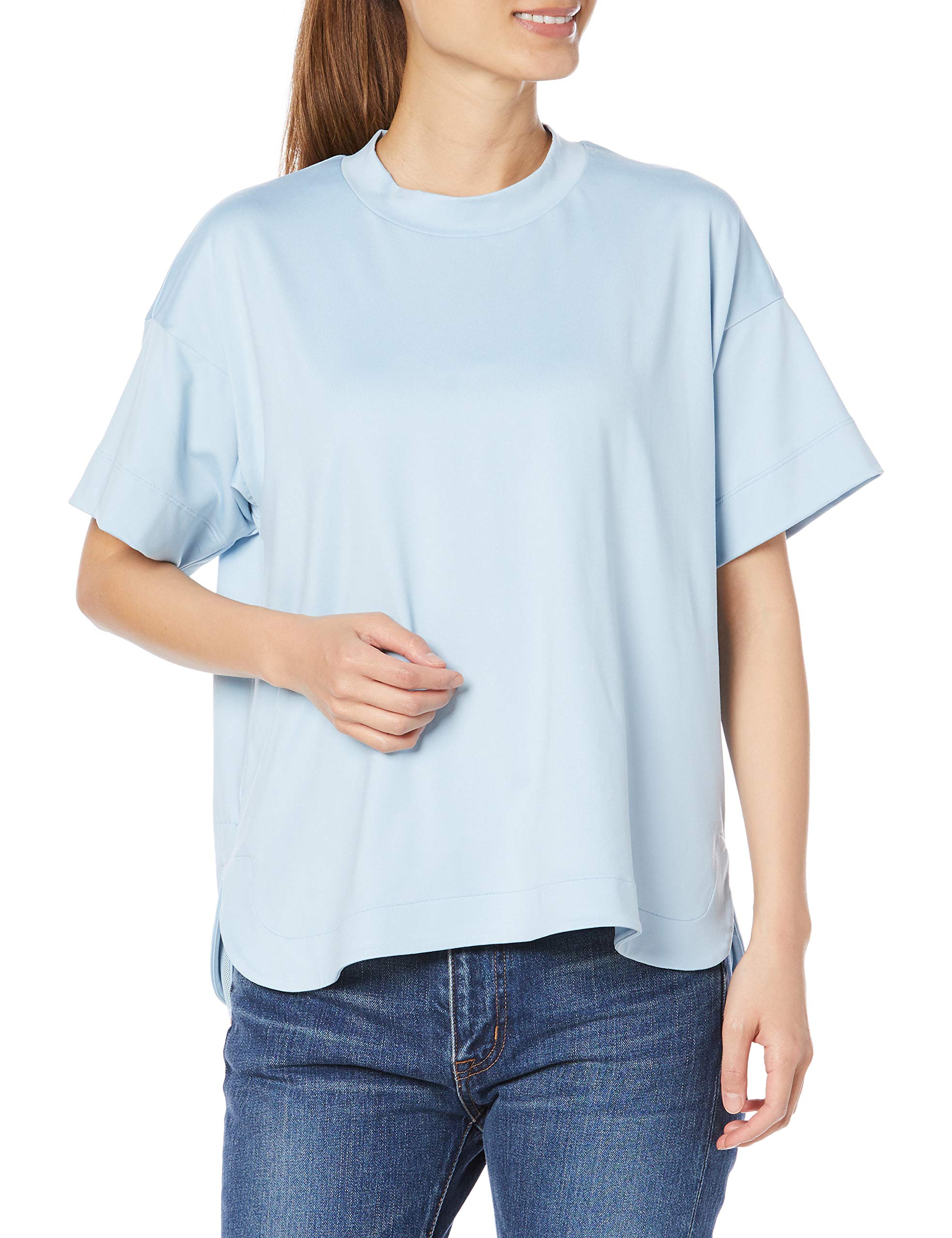 

Mizuno Winter Sky Blue Stretch Short UV for Outdoor Travel and Size Small Women s T-Shirt (B2MA1215), Quick-Drying Sleeves, Protection, Walking,