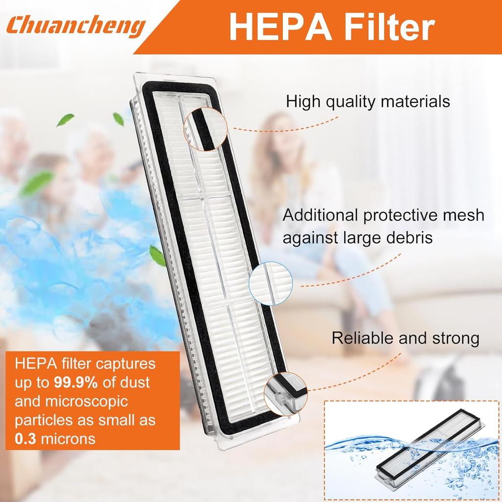 Accessories Kit for Dreame D9, D9 Max, D9 Pro, L10, L10 Pro Vacuum Cleaner Parts, Include 1 Main Brush, 6 Side Brush, 4 Filters, 4 Mop Cloth, 2
