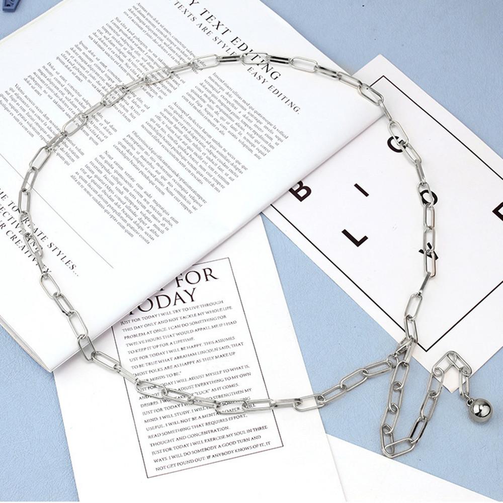 Punk Hip Hop Metal Chain Single Layer Waist Chain Women's Retro Ball Pendant Waist Chain