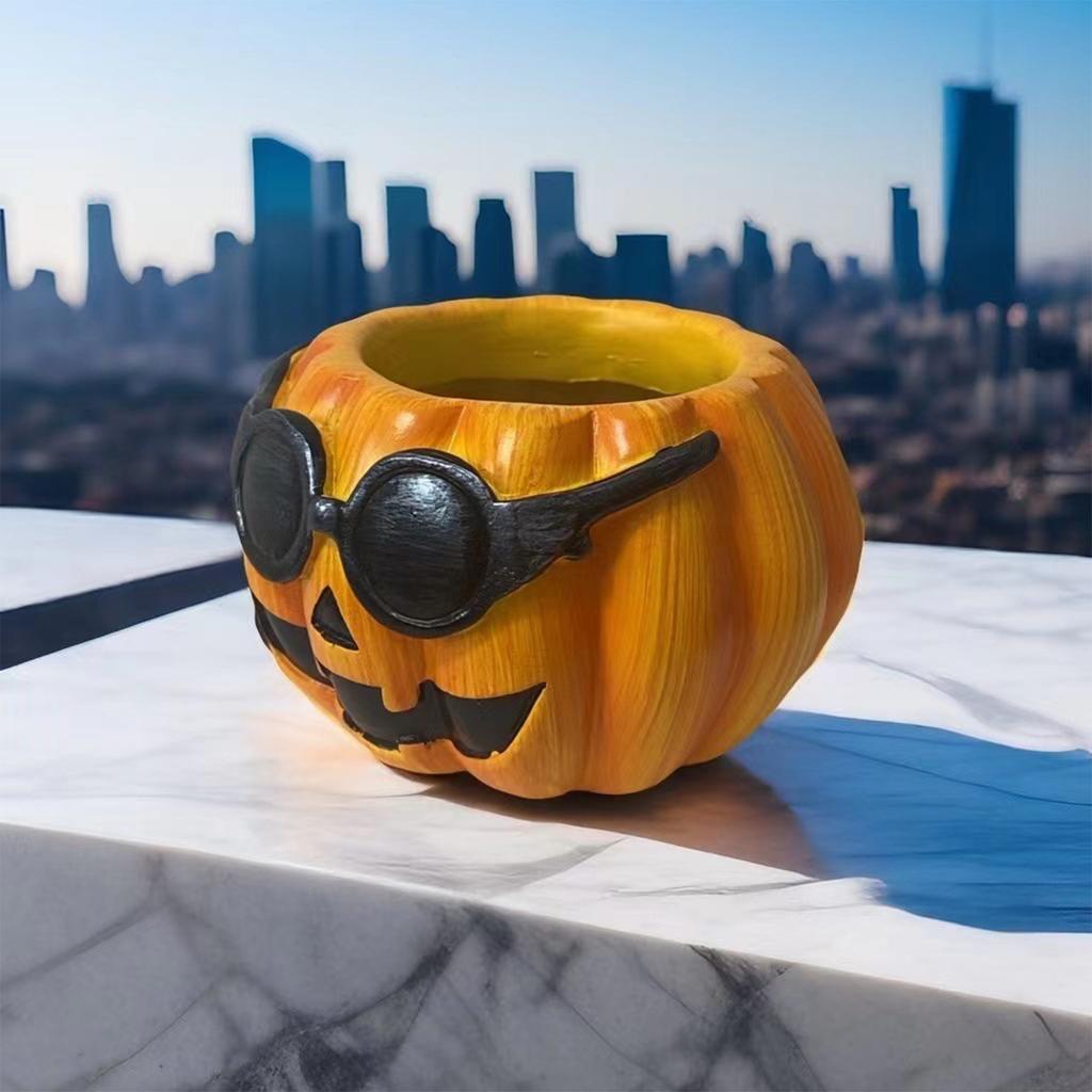 Halloween Pumpkin Flower Planter Pot Planting Container Resin Flowerpot Plant Growing Bowls Nursery Supplies Garden Decoration