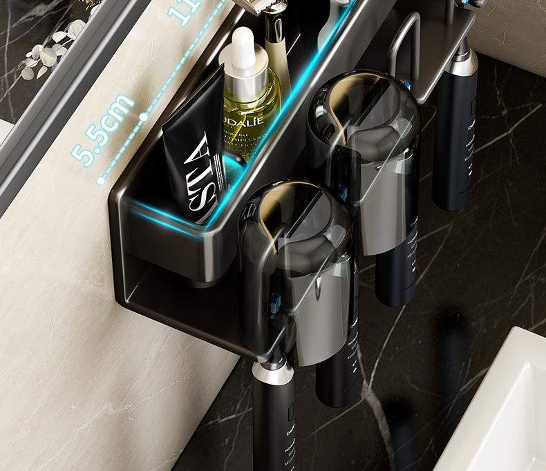 Wall-Mounted Punch-Free Toothbrush and Mouthwash Holder Set