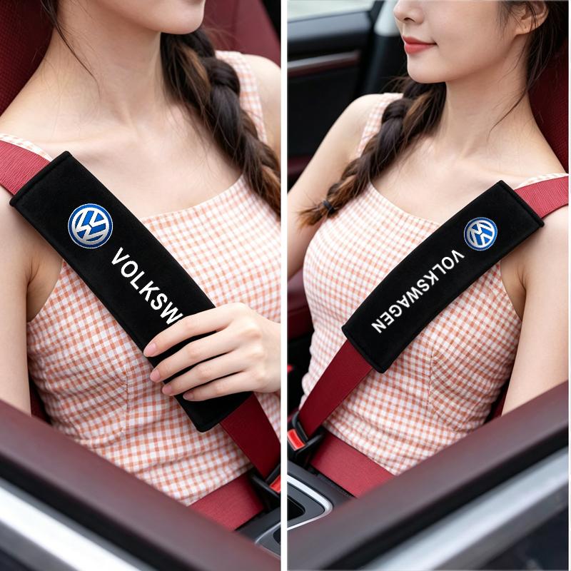 2pcs Car Seat Belt Pad Safety Strap Shoulder Cover Soft Mat For VW Volkswagen Jetta Polo Touran Golf PassatLP10