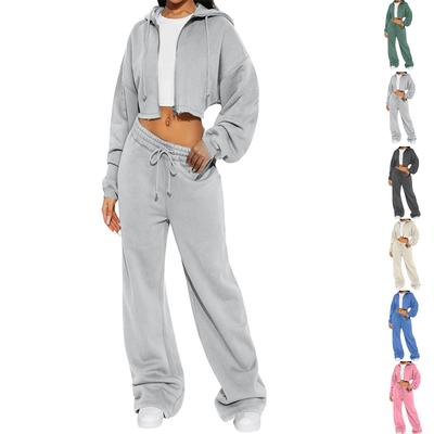 Damesmode Effen Kleur Lange Mouw Sportieve Casual Hoodie Set