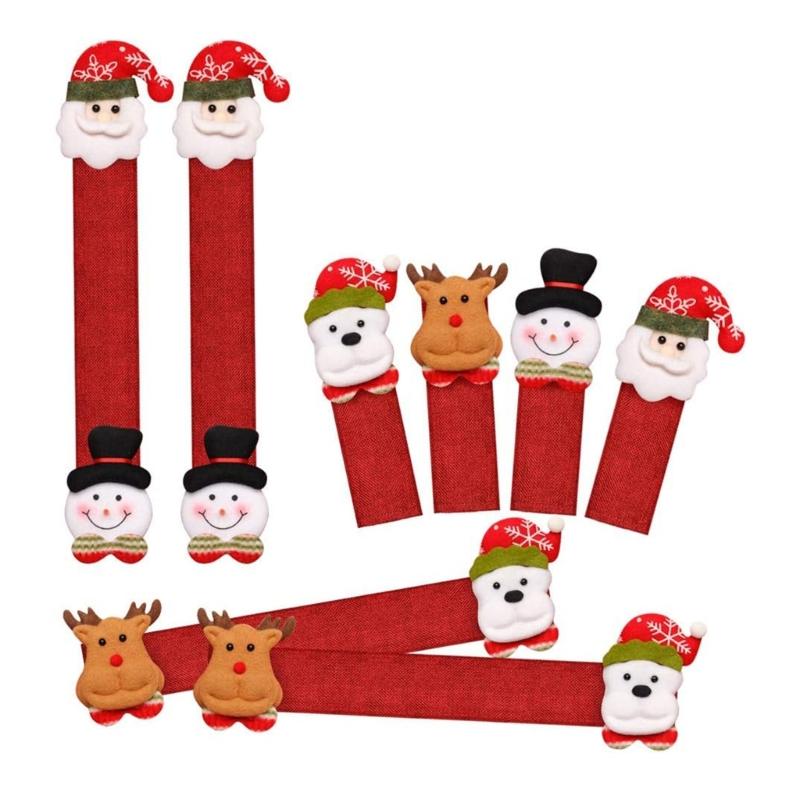 Holiday Appliance Sleeve Set of 8, Soft Fabric Refrigerator Pull Sleeves with Hook and Loop Closure for Christmas Kitchen Accent Display