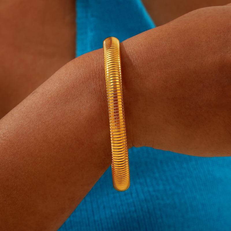 Goose throat elastic bracelet women's french titanium steel gold-plated glossy wide version bracelet