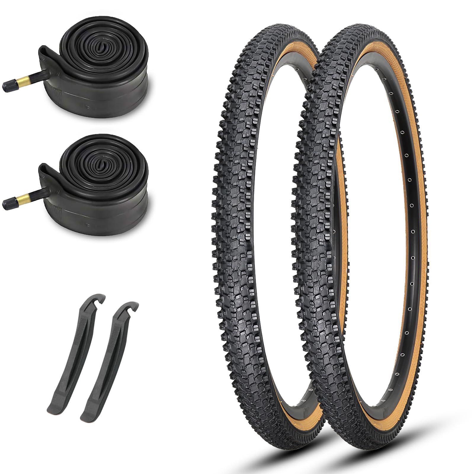 

MOHEGIA Набор из 2 покрышек для горного велосипеда: 26x1.95 60TPI - Складные Запасные Камеры и Велосипедные Лопатки - Коричневый