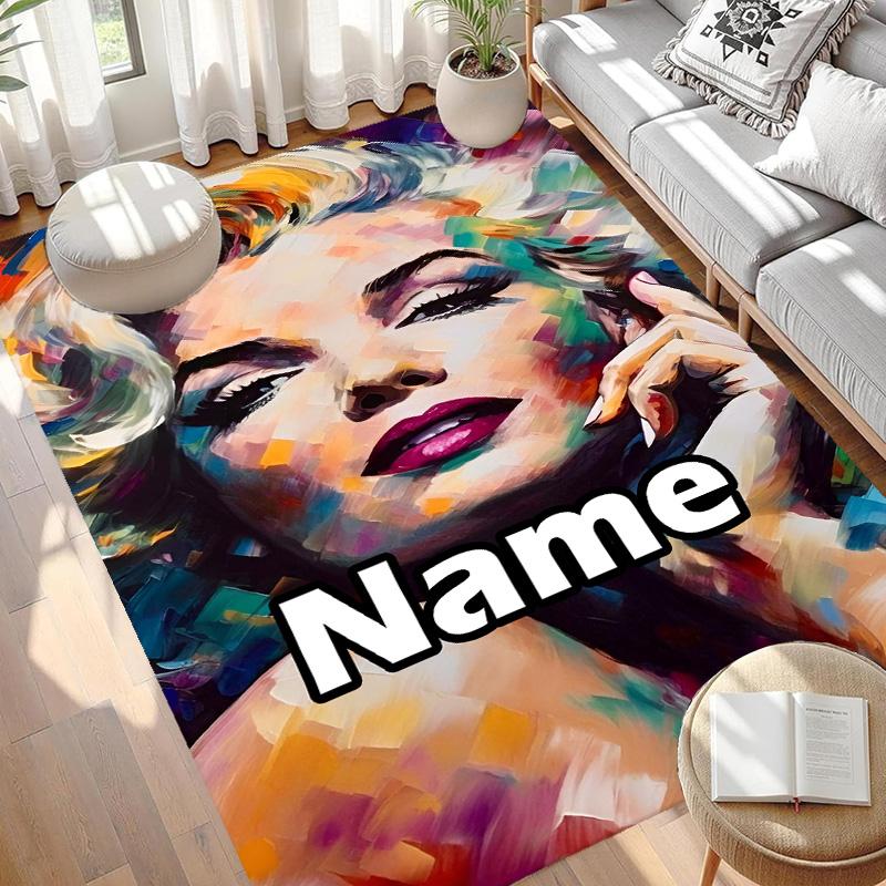 Custom Name Personalized Marilyn Monroe Print Carpet, Versatile Home Decor Rug, for Playroom, Apartment, Balcony, Entryway, Hallway Gift