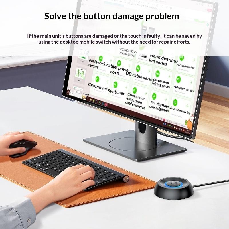 PC-Netzschalter-Taste LED Externer Kabelgebundener Verlängerungscontroller Langes Kabel für Einfachen Zugriff Desktop-Computer Heimbüro Szene