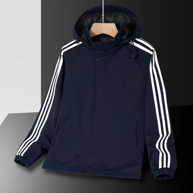 Men's Trendy Three-Stripe Hooded Jacket - Casual Spring/Autumn Wear